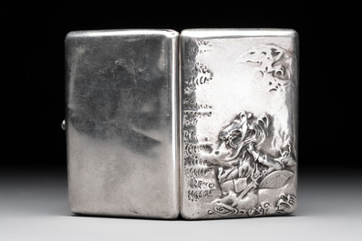 A relief-decorated silver 'Saint George and the Dragon' cigarette case, Russia, 20th C.