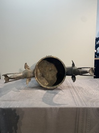 A massive Chinese archaistic bronze 'elephant' censer and cover, Ming