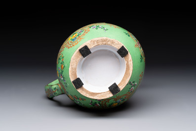 A gilt and enamelled green-ground Asurelik ewer and stand for the Ottoman market, 19th C.