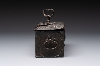 A small German wrought iron strongbox, probably Nuremberg, 1st half 16th C.