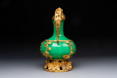 A gilt-bronze-mounted green opaline glass ewer for the Ottoman market, 19/20th C.