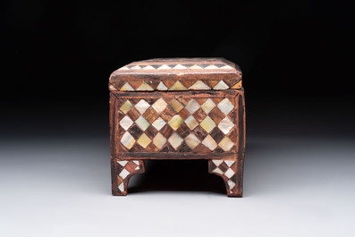 An Ottoman mother-of-pearl and tortoiseshell-inlaid casket, 19th C.