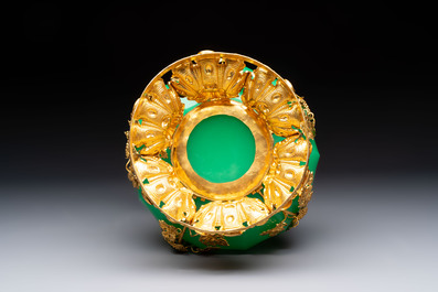 A gilt-bronze-mounted green opaline glass ewer for the Ottoman market, 19/20th C.
