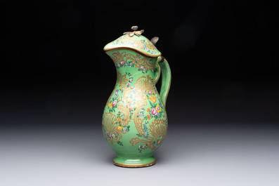A gilt and enamelled green-ground Asurelik ewer and stand for the Ottoman market, 19th C.
