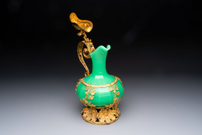 A gilt-bronze-mounted green opaline glass ewer for the Ottoman market, 19/20th C.