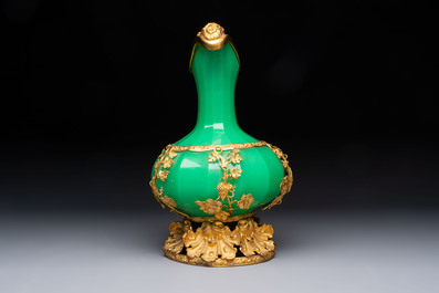 A gilt-bronze-mounted green opaline glass ewer for the Ottoman market, 19/20th C.