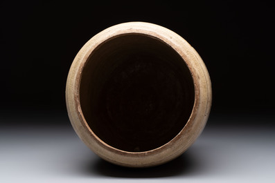An Annamese or Vietnamese brown-glazed cream-ground 'grass sprigs' jar, 12/13th C.