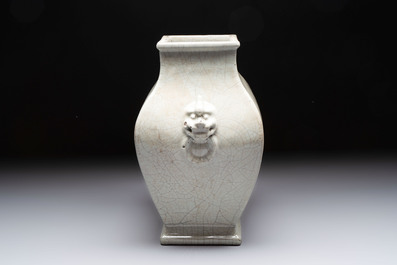 A Chinese guan-type square 'hu' vase, Yongzheng mark and of the period