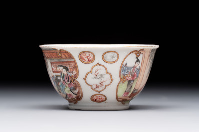 A Chinese famille rose 'San Niang Jiao Zi 三娘教子' cup, Qianlong