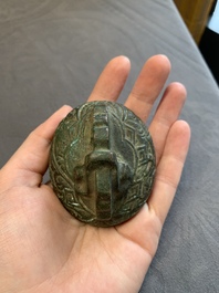 A rare Chinese inscribed bronze tapir-form vessel and cover, 'xizun 犧尊', late Ming/early Qing