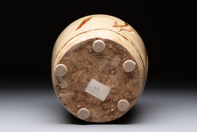An Annamese or Vietnamese brown-glazed cream-ground 'grass sprigs' jar, 12/13th C.
