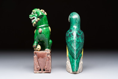 Eight Chinese sancai-glazed wares, 19th C.
