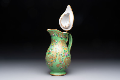 A gilt and enamelled green-ground Asurelik ewer and stand for the Ottoman market, 19th C.