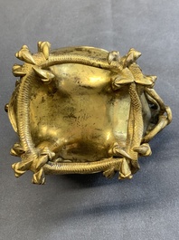 A finely cast Chinese gilt-bronze 'luduan' censer, possibly Ming