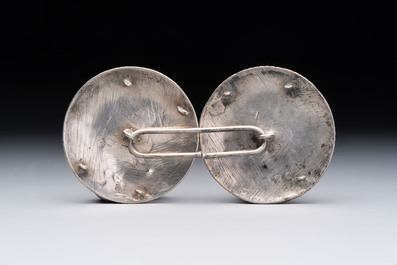A pair of Dutch silver belt buckles, 833/000, 19th C.