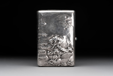A relief-decorated silver 'Saint George and the Dragon' cigarette case, Russia, 20th C.