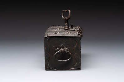 A small German wrought iron strongbox, probably Nuremberg, 1st half 16th C.