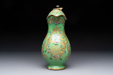 A gilt and enamelled green-ground Asurelik ewer and stand for the Ottoman market, 19th C.