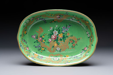 A gilt and enamelled green-ground Asurelik ewer and stand for the Ottoman market, 19th C.