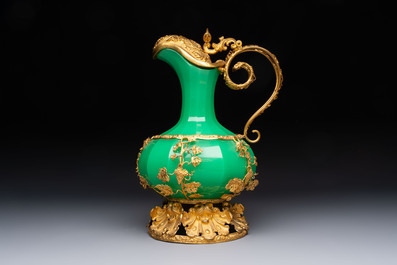 A gilt-bronze-mounted green opaline glass ewer for the Ottoman market, 19/20th C.