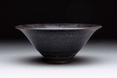 A rare Chinese black-glazed 'oil-spot' tea bowl, Song/Jin