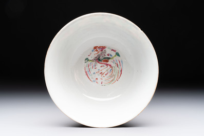 Seven Chinese famille rose bowls with floral design, various marks, 19/20th C.