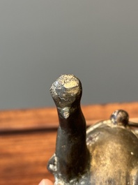 A rare Chinese partly gilt-lacquered bronze horse-from incense holder, Yuan/early Ming