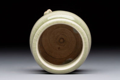 A rare and small Chinese Yaozhou celadon-glazed tripod censer, Jin