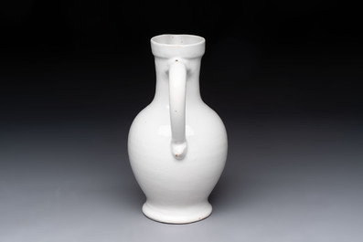 A white-glazed Delftware wine jug, early 18th C.