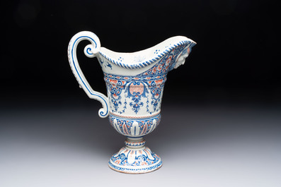 A polychrome French faience helmet-shaped jug, Samson, Paris, 19th C.