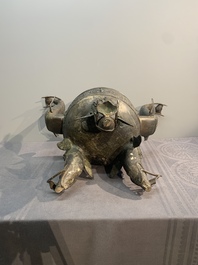 A massive Chinese archaistic bronze 'elephant' censer and cover, Ming
