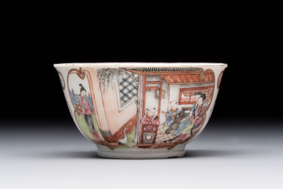 A Chinese famille rose 'San Niang Jiao Zi 三娘教子' cup, Qianlong