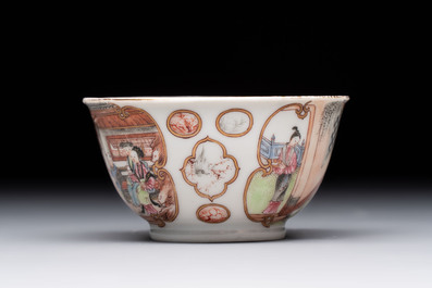 A Chinese famille rose 'San Niang Jiao Zi 三娘教子' cup, Qianlong