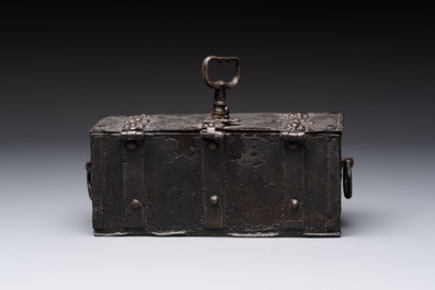 A small German wrought iron strongbox, probably Nuremberg, 1st half 16th C.