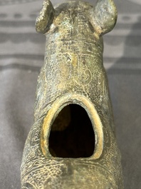 A rare Chinese bronze ritual vessel in the form of a tapir in Eastern Zhou-style, Warring States period