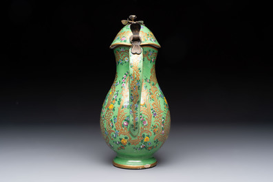 A gilt and enamelled green-ground Asurelik ewer and stand for the Ottoman market, 19th C.
