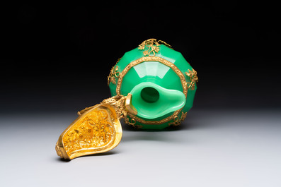 A gilt-bronze-mounted green opaline glass ewer for the Ottoman market, 19/20th C.