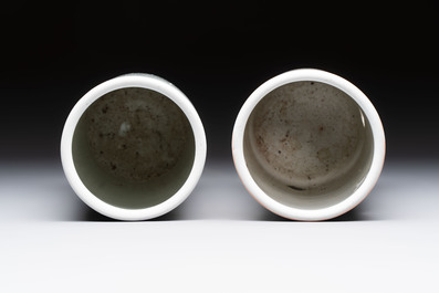 Three Chinese famille rose vases, two hat stands and a jar, 19th C.