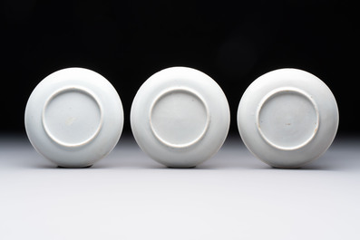 Eleven Chinese famille rose cups and nine saucers, Yongzheng/Qianlong