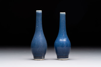A pair of Chinese blue-glazed 'Hatcher Cargo' shipwreck bottle vases with incised dragons, Transitional period