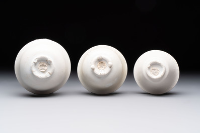 Five Chinese white-glazed 'Hatcher Cargo' shipwreck bowls, Transitional period