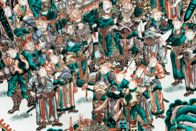 A massive Chinese famille verte dish with narrative design, 19th C.