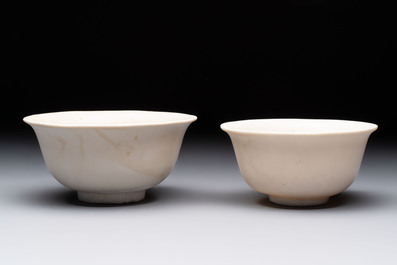 Five Chinese white-glazed 'Hatcher Cargo' shipwreck bowls, Transitional period