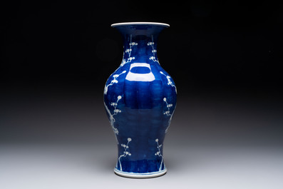 Eight Chinese blue and white 'prunus on cracked ice' wares, 19th C.