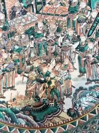 A massive Chinese famille verte dish with narrative design, 19th C.