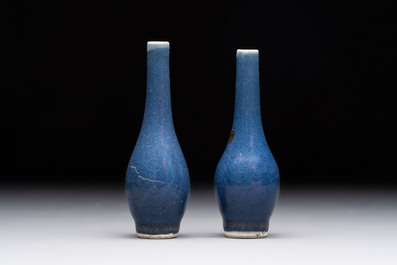 A pair of Chinese blue-glazed 'Hatcher Cargo' shipwreck bottle vases with incised dragons, Transitional period