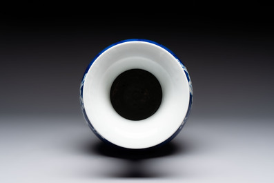Eight Chinese blue and white 'prunus on cracked ice' wares, 19th C.