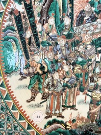A massive Chinese famille verte dish with narrative design, 19th C.