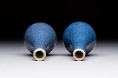 A pair of Chinese blue-glazed 'Hatcher Cargo' shipwreck bottle vases with incised dragons, Transitional period