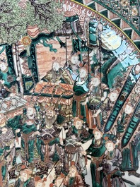 A massive Chinese famille verte dish with narrative design, 19th C.